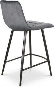 Scaun de bar gri MILA VELVET cu picioare negre