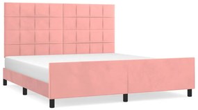 3125774 vidaXL Cadru de pat cu tăblie, roz, 180x200 cm, catifea