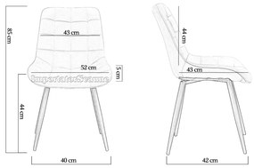 Scaun din catifea si picioare metalice BUC 206 gri