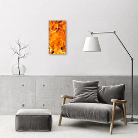 Ceas de perete din sticla vertical Foc de culoare flacără