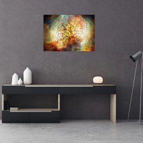 Tablou pe sticlă abstract cu copac (70x50 cm)