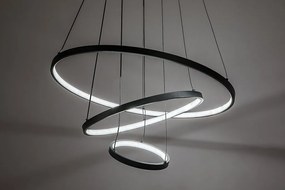 Lustra LED cu telecomanda cu 3 inele metal negru Beliza