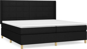 vidaXL Pat box spring cu saltea, negru, 200x200 cm, textil