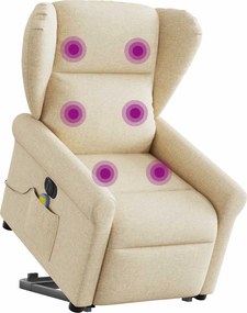 vidaXL Fotoliu electric de masaj rabatabil cu ridicare, crem, textil