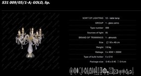 Veioza 5 brate cristal Bohemia S31 009/05/1-A