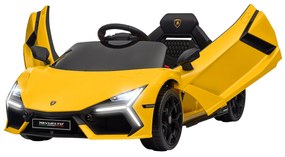 AIYAPLAY Mașină electrică 12V cu licență Lamborghini Revue vehicul electric telecomandă viteză 3-5 km/h 3-5 ani galben | Aosom Romania