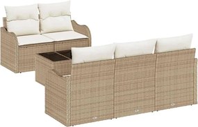 vidaXL Set de canapele pentru grădină cu pernă 6 pcs Bej și crem
