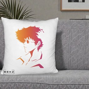 Perna Decorativa Cowboy Bebop Spike Silueta Gradient, 40x40 cm, Alb Pufos, Husa Detasabila, Perna Inclusa, BEKZ®