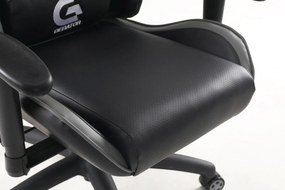 Scaun gaming GENATOR V9, piele perforată, recliner, Negru/Gri