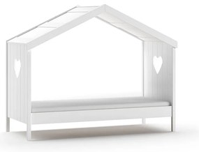 Pat pentru copii alb de tip casă/cu extensie suplimentară din lemn masiv de pin cu spațiu de depozitare 90x200 cm AMORI – Vipack