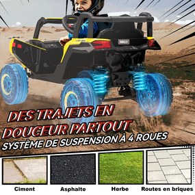 AIYAPLAY Mașină electrică copii UTV 12 V, buggy electric pentru copii cu telecomandă, 96 x 61 x 56 cm, galben | Aosom Romania
