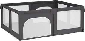 vidaXL Țarc pentru copii cu 2 uși, gri închis, țesătură Oxford