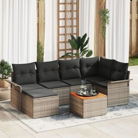 vidaXL Set de canapele pentru grădină 7 pcs Gri Rattan poli