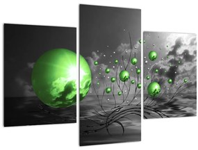 Tabloul bilelor verzi abstracte (90x60 cm)