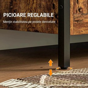 HOMCOM Bancă de Depozitare de 95L în Stil Industrial cu Capac cu Balamale de Siguranță, 80x40x49 cm, Maro Rustic | Aosom Romania