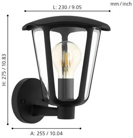 Eglo 98119 - Aplică perete exterior MONREALE 1xE27/60W/230V IP44 negru