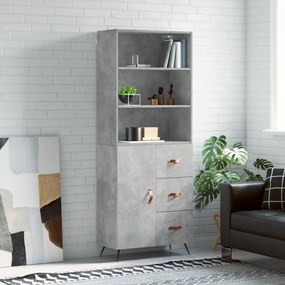 vidaXL Dulap înalt, gri beton, 69,5x34x180, lemn compozit