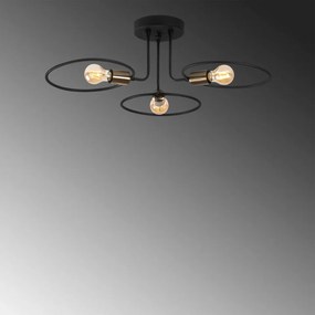 Lustra 3 Becuri Circle - 1341, Soclu E27, Max. 40W, Culoare Negru