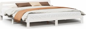 vidaXL Cadru de pat fără saltea, alb, 200x200 cm, lemn masiv pin
