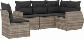 vidaXL Set canapele de grădină cu perne, 5 piese gri deschis poliratan