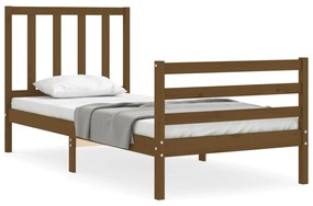 3193844 vidaXL Cadru de pat cu tăblie, maro miere, 90x200 cm, lemn masiv