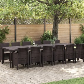 vidaXL Set de mese pentru grădină 13 pcs Maro Mare Ratan &amp; Poliester