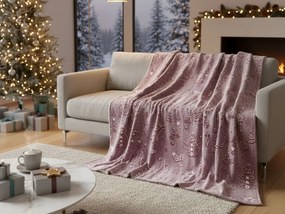 Patura din microplus Christmas PAINTY luminoasa, visinie Dimensiune: 150 x 200 cm
