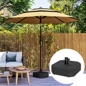 Outsunny Bază Pătrată pentru Umbrelă, Suport Greu pentru Umbrele de Exterior, Umplibil cu Nisip până la 25kg sau cu Apă până la 20kg, pentru Grădină, Piscină, Negru | Aosom Romania