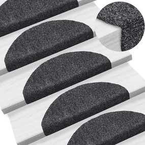 vidaXL Covorașe pentru scări autoadezive, 5 buc., 65x21x4 cm, gri închis, semirotunde, mari