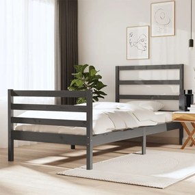 3104973 vidaXL Cadru de pat Single 3FT, gri, 90x190 cm, lemn masiv de pin