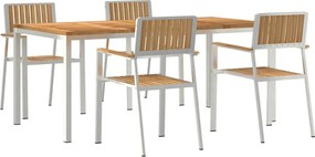 vidaXL Set dining pentru exterior 5 pcs Maro Lemn solid de tec