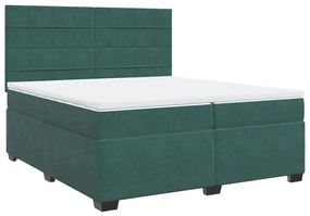 3291005 vidaXL Pat box spring cu saltea, verde închis, 200x200 cm, catifea