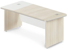 Birou de colț TopOffice Premium 203,2 x 102,7 cm, stânga, salcâm deschis / alb