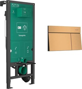 Rezervor incastrat Hansgrohe iFrame 112 cm pentru vas WC suspendat si clapeta iFrame Element E bronz periat