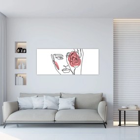 Tablou - Linie de artă față cu trandafir (120x50 cm)