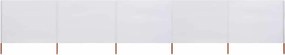 vidaXL Paravan anti-vânt cu 5 panouri alb nisipiu 600 x 160 cm textil