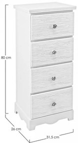 Comoda alb antichizat din MDF melaminat, 31,5 cm, Blanc Bizzotto