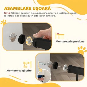 PawHut Poartă Reglabilă pentru Câini 76-104 cm, Înălțime 106 cm, cu 2 Extensii, Albă | Aosom Romania