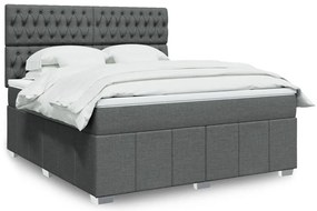 vidaXL Pat box spring cu saltea, gri închis, 180x200 cm, textil