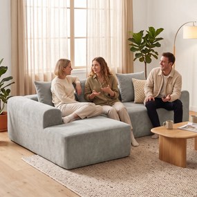 HOMCOM Canapea de Colț cu 3 Locuri, Fără Cadru, pentru Living, Gri Deschis | Aosom Romania