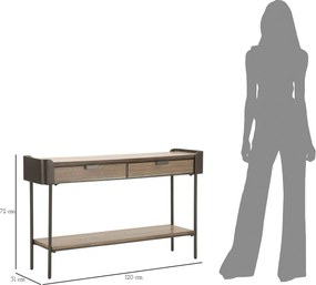 Consola Toronto, Mauro Ferretti, 120x31x72 cm, lemn de brad/fier, gri/maro