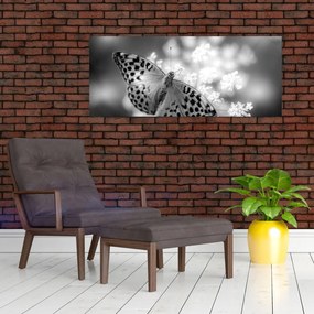 Tablou - Detailu cu fluture care polenizează floare (120x50 cm)