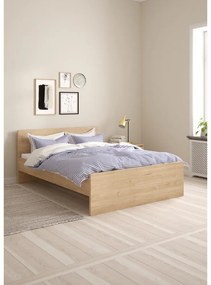 Pat matrimonial în culoare naturală cu aspect de lemn de stejar fără somieră 140x200 cm Naia – Tvilum