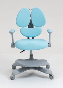 RIKKY Scaun ergonomic pentru copii, spatar si suport lombar reglabile, huse detasabile, suport picioare reglabil, rotativ, Albastru