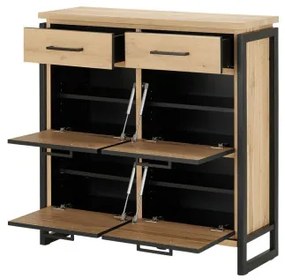 Pantofar Cu 4 Usi Si 2 Sertare Reno, Furnir Din Lemn Masiv, Smoked Oak,108 Cm