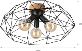 Brilagi - Plafonieră WOODY BASKET 3xE27/60W/230V, diam. 60 cm, stejar
