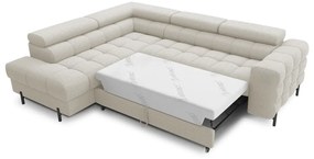 Colțar crem extensibil/cu spațiu de depozitare cu tapițerie din țesătură bouclé (cu colț pe partea stângă/în formă de ”L”) Ferucce – ELTAP