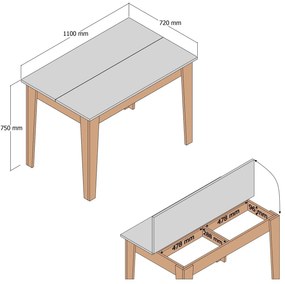 Masă de sufragerie (pentru 4 persoane) Kloe (nuc + alb). 1088953