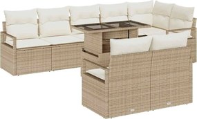 vidaXL Set de canapele pentru grădină 9 pcs Bej Rattan poli