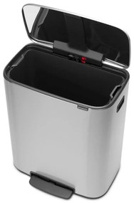 Coș de gunoi argintiu mat cu pedală din oțel 60 l Bo – Brabantia